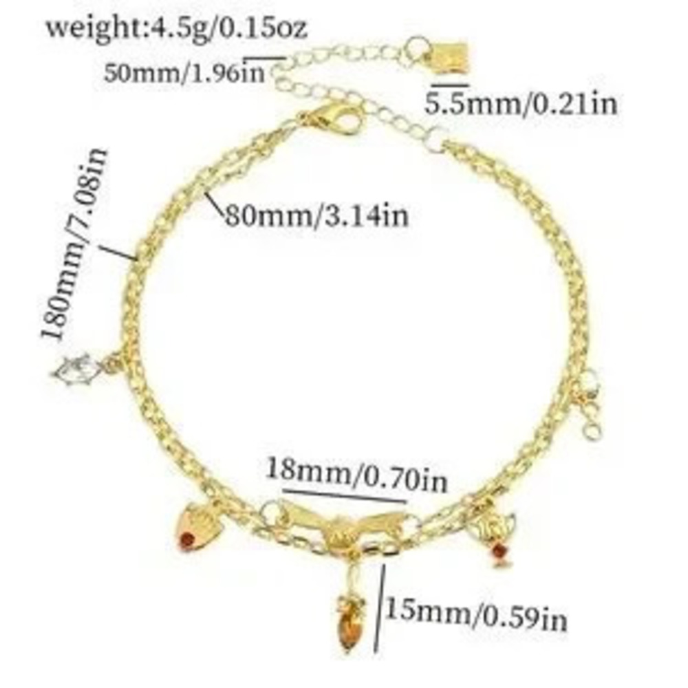 18K Gold Harry Potter Hogwarts Golden Snitch Themed Charm Layered Style Bracelet